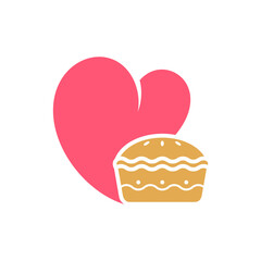 Love Bakery logo design vector illustration, Creative Bakery logo design concept template, symbols icons