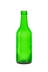 Empty beer bottle, Green beer bottle, Green decanter isolated on white background