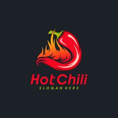Obraz premium Red Hot Chili logo designs concept vector, Spicy Pepper logo designs template 