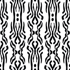 Ikat seamless pattern as cloth, curtain, textile design, wallpaper, surface texture background. Black and white. Vector EPS10