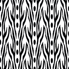 Ikat seamless pattern as cloth, curtain, textile design, wallpaper, surface texture background. Black and white. Vector EPS10