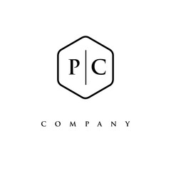 initial PC logo design vector
