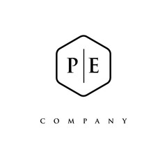 initial PE logo design vector