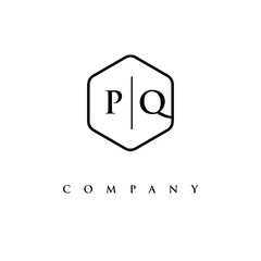initial PQ logo design vector