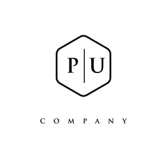 initial PU logo design vector