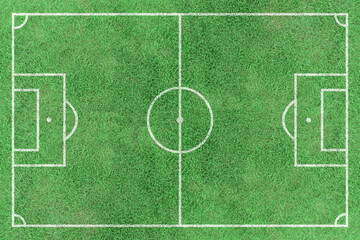 Top view stripe grass soccer field. Green lawn with white lines pattern background.