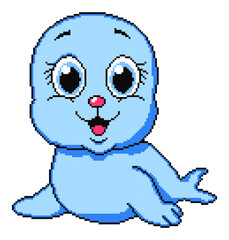seal pixel art on white background.