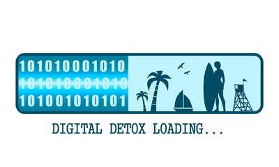 Digital detox concept illustration. Addicteion of devices