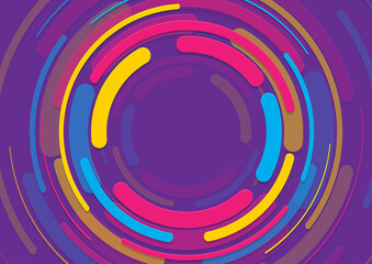 Colorful minimal geometric circles abstract background. Paper technology vector design