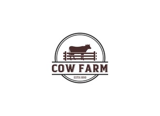 logo for cow farm in white background