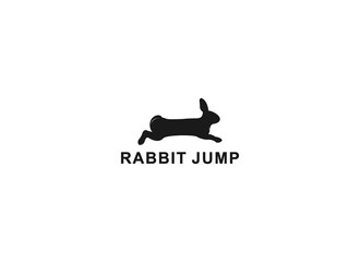 rabbit hopping logo in white background