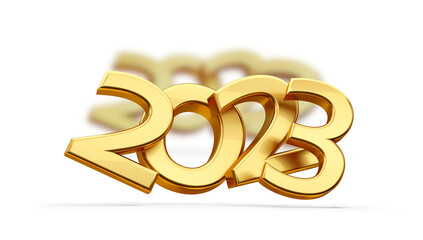 2023 symbol golden metallic 3d-illustration