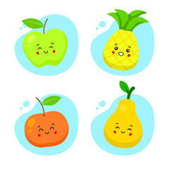 Set of 4 Kawaii Fruit