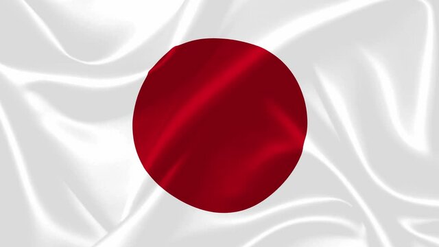 Japanese Waving Flag on 4K Motion Footage. National Flag Animated Fabric. Country Identity Symbol.