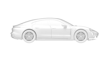 3d rendering of a sports car hybrid electric isolated on white background.