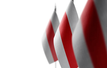 Small national flags of the Belarus on a white background