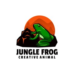 Vector Logo Illustration Jungle Frog Simple Mascot Style.