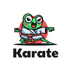 Vector Logo Illustration Karate Mascot Cartoon Style.