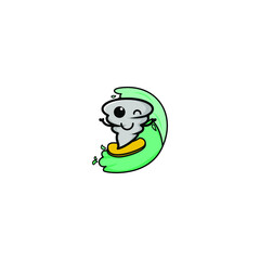 Cute Tornado Kawaii Cartoon Character Vector Illustration Design. Outline, Cute, Funny Style. Recomended For Children Book, Cover Book, And Other.