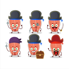 Cartoon character of tuna with various pirates emoticons