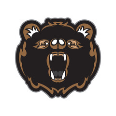Colored face of a bear. Good for t-shirts and prints. Isolated. Vector illustration.
