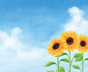 ひまわり ヒマワリ 向日葵 パーツ 夏 花 イラスト 手描き Art Wall Mural A トワトワ