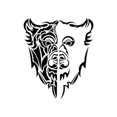 Dog face patterns. Good for tattoos or prints. Isolated. Vector