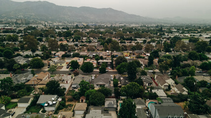 Aerial view of Burbank, area in Los Angeles