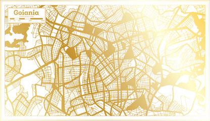Goiania Brazil City Map in Retro Style in Golden Color. Outline Map.