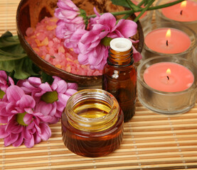 Fototapeta na wymiar items for aromatherapy, spa and massage