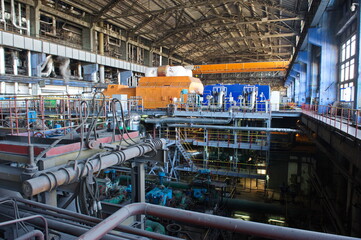 Pavlodar, Kazakhstan - 05.29.2015 : Hall of turbine generators at a thermal power plant © Vladimir