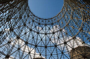 Pavlodar, Kazakhstan - 05.29.2015 : Metal frame for the construction of a cooling tower at a...