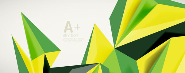 Vector triangle geometric backgrounds. Low poly 3d shape on light backdrop. Vector illustration for covers, banners, flyers and posters and other designs