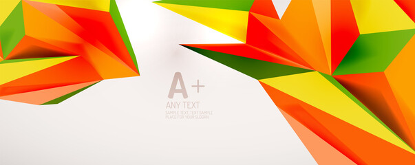 Vector triangle geometric backgrounds. Low poly 3d shape on light backdrop. Vector illustration for covers, banners, flyers and posters and other designs