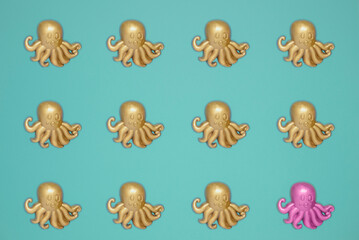 toy fish pattern. concept of choosing a different way