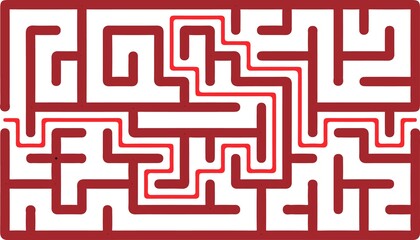 Vector illustration of maze Education logic game labyrinth for kids. Find right way. Isolated simple square maze black line on white background. With the solution. Vector illustration.