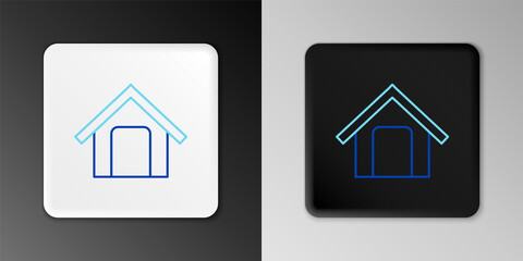 Line Dog house icon isolated on grey background. Dog kennel. Colorful outline concept. Vector