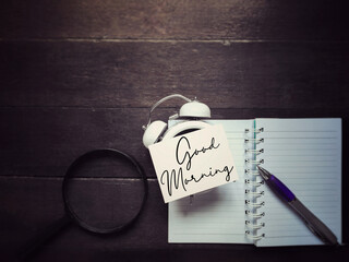 Inspirational and Motivational Concept - Good Morning text background. Stock photo.