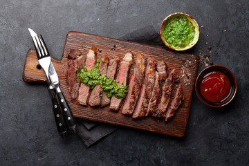 Sliced beef steak with sauce