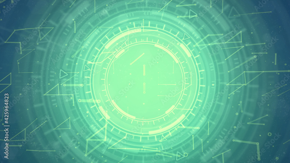 Poster multi colored digital abstract background of moving ui circles, technology concept - abstract 3d ren