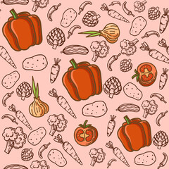 Vegetables Seamless Pattern Background