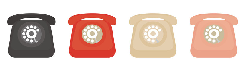 ダイヤル式電話機　ベクターイラスト
