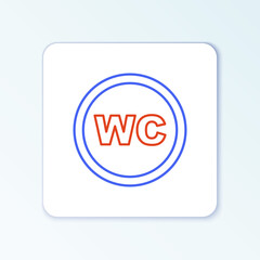 Line Toilet icon isolated on white background. WC sign. Washroom. Colorful outline concept. Vector