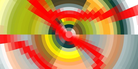 Fototapeta premium Yellow red orange round abstract background with rainbow