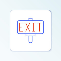 Line Fire exit icon isolated on white background. Fire emergency icon. Colorful outline concept. Vector