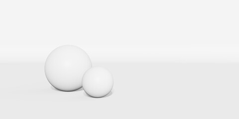 White ball floating on white background 3d illustration