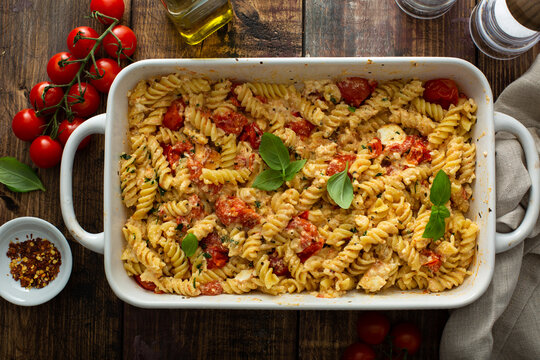 Baked Feta Pasta With Cherry Tomatoes And Herbs