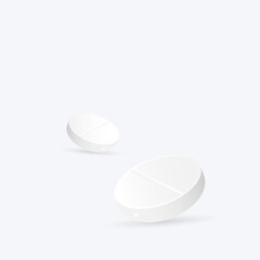 Two white medicine capsules. Medicament pills. Pharmaceutical drugs.