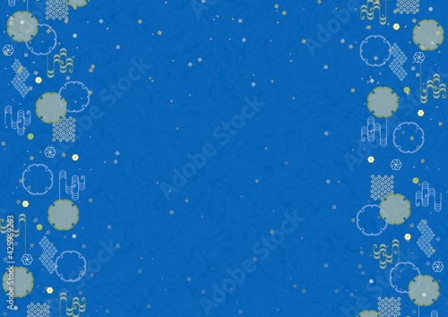 和柄 和紙 夏 お中元 背景 フレーム イラスト 青 Background Wall Mural Backgrou Necology