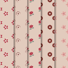 collection of seamless floral pattern in pink